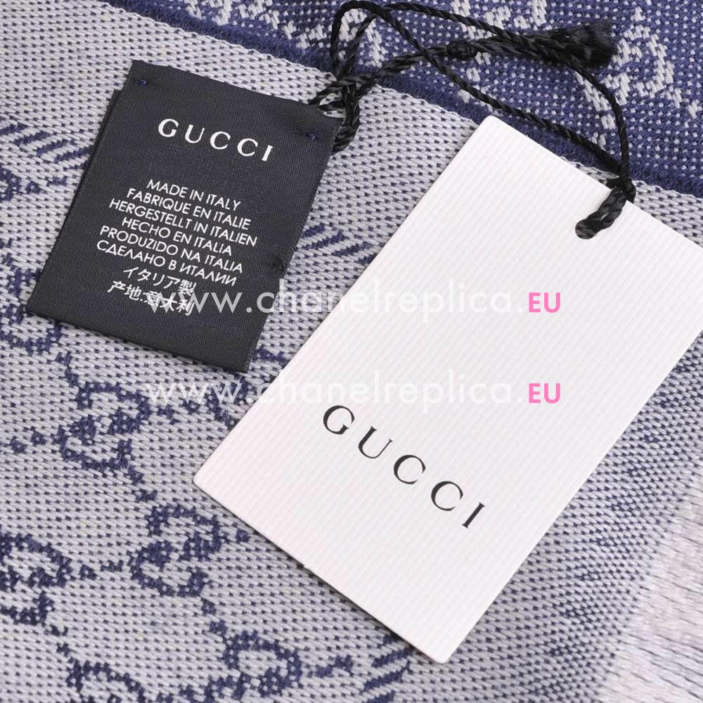 Gucci Sc Sten Classic GG Logo Wool Scarf Blue G7022201