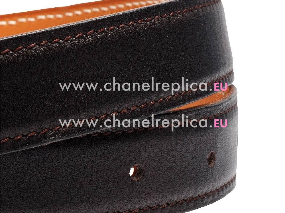 Hermes Gold H Buckle Coffee-Light Brown Calfskin Two-sided Belt H688315