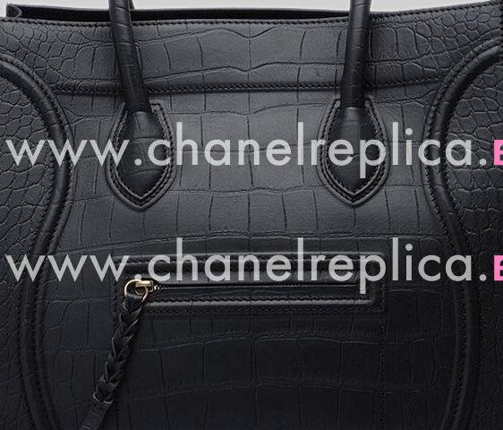 Celine Luggage Phantom Square Calfskin Black Crocodile 169951BCK