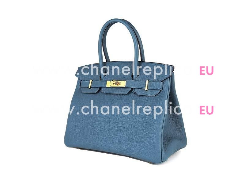 Hermes Birkin 30CM Togo Leather Turkey Blue Gold Hardware H1042DG