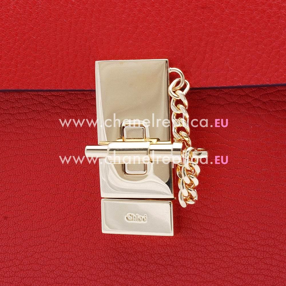 Chloe Drew Grain Goatskin Leather Golden Chain Bag Pink Brown C55649982