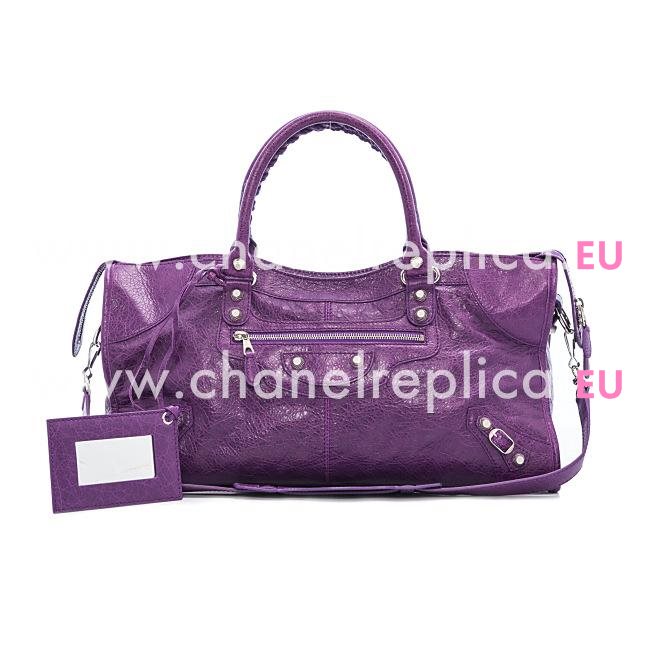 Balenciage Part Time Lambskin Silvery hardware Bag Purple B5258469