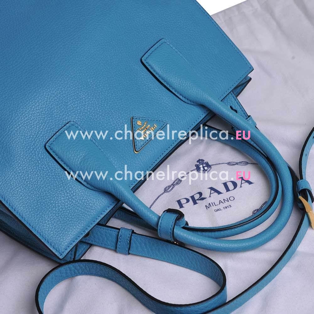 Prada Soft Saffiano Triangle Logo Cowhide Handle/Shoulder Bag Blue PR512266