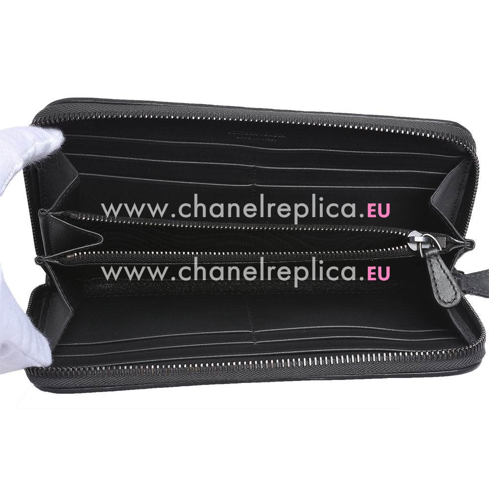 Bottega Veneta Classic Weave Zipper Nappa Wallet In Gray B6110713