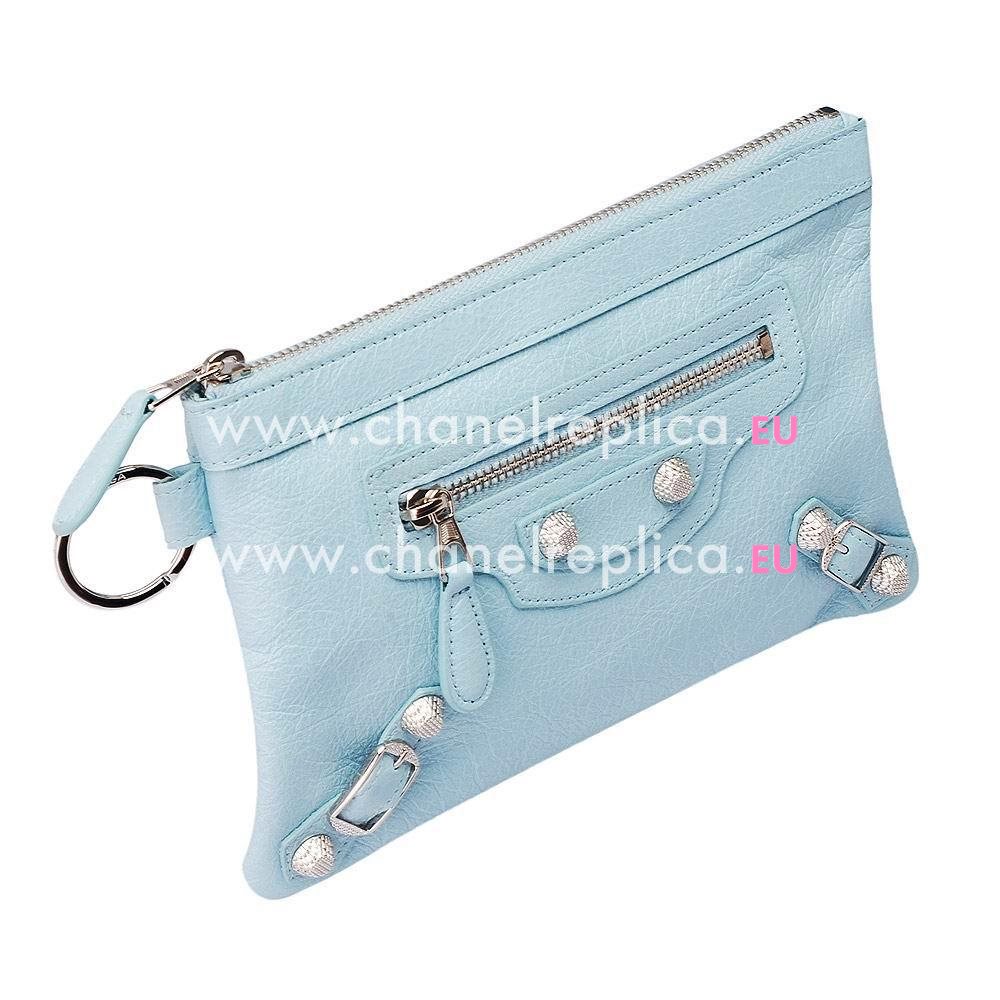 Balenciaga Change Purse Lambskin Silvery Hardware Wallets CandyPink Blue B2055147