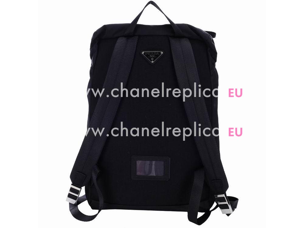 Prada Double Buckle Triangle Logo Nylon Backpack Black PR18456