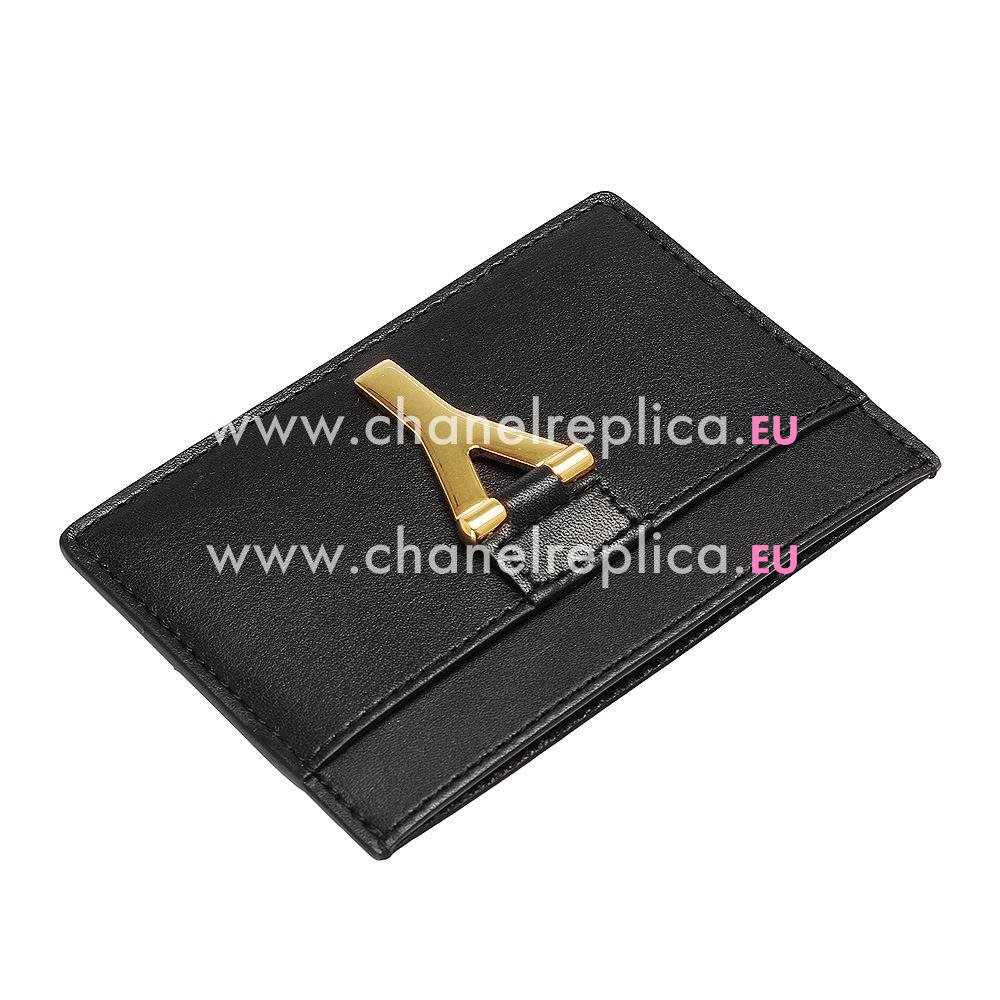 YSL Saint Laurent Ligne Y Macho Calfskin Cardcase In Black YSL5156014