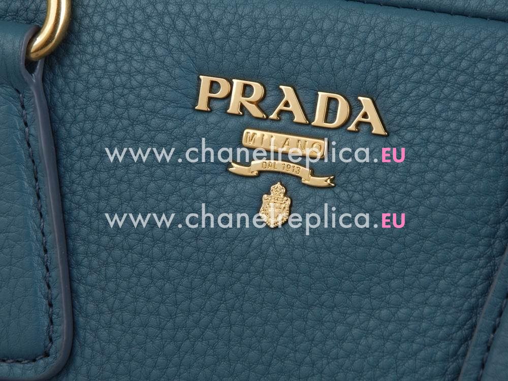 Prada Saffiano Calfskin Triangle Logo Boston Bag Turkey Blue BN59233