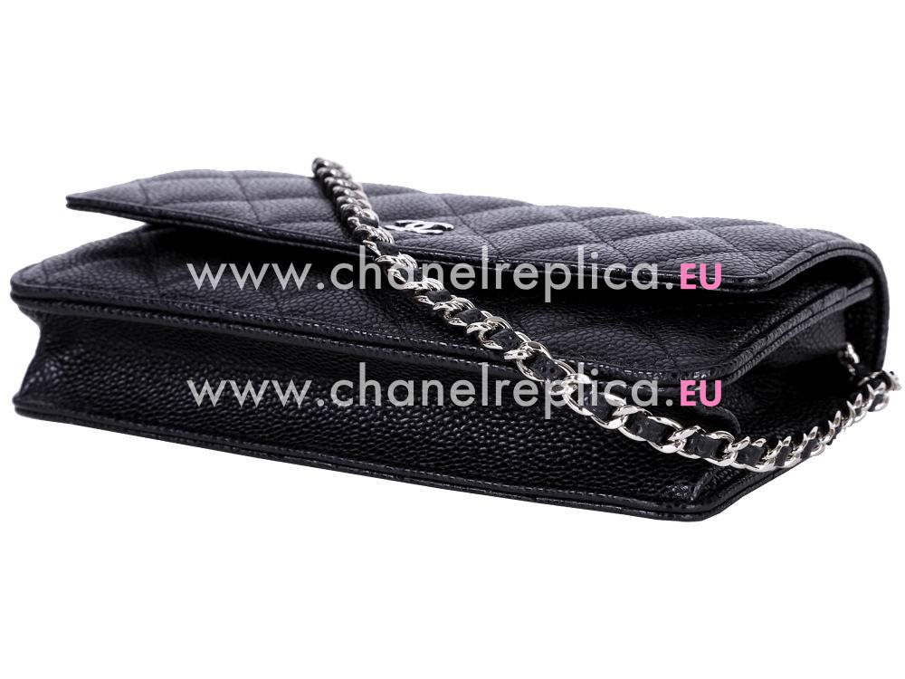 Chanel Caviar CC Silver Woc Bag Silver Black A33814CCS