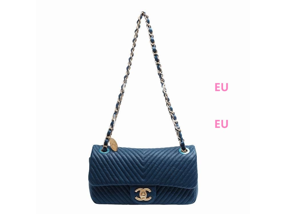 Chanel Calfskin Herringbone Mini Coco Flap Bag (Deep Blue) A704573