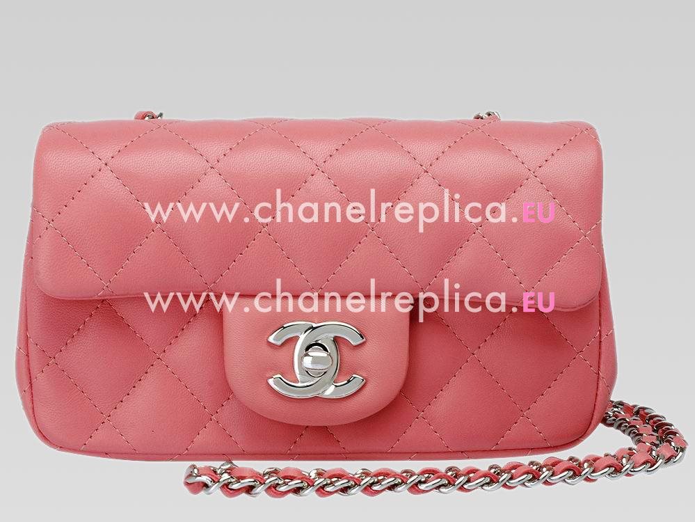 Chanel 2013 Lambskin CC Lock CrossBody Bag Hot Pink Silver A45534