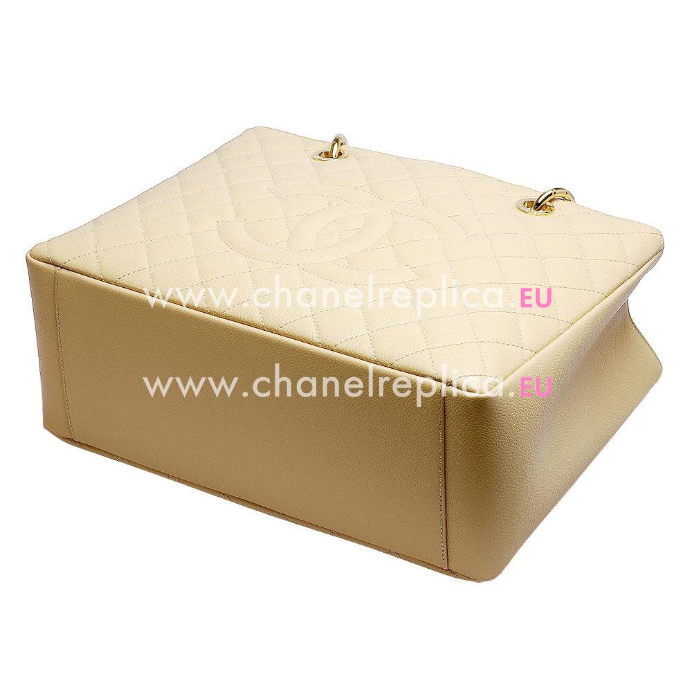 Chanel Caviar Cowhide Gold Chain Grand Shopper Tote Bag Beige A50995BEG