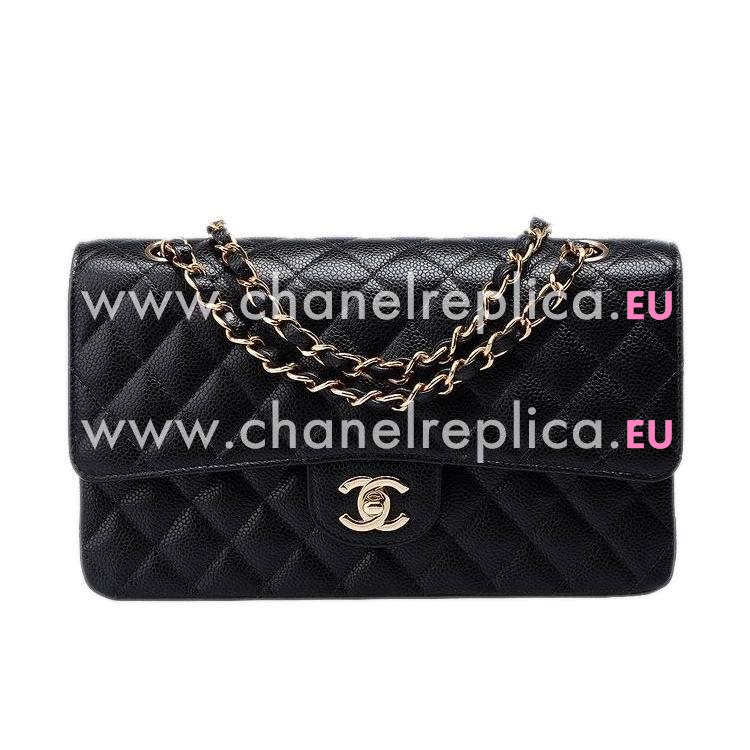 Chanel Medium Caviar Double Flap Bag Black(Golden) A01112-4