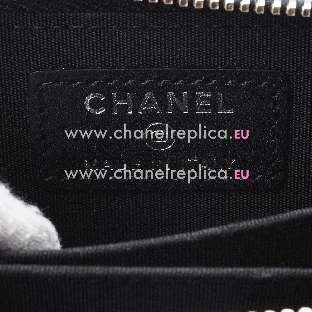 Chanel Patent Calfskin Three Dimensional Anti-Silver CC Carving Change Holder A548123