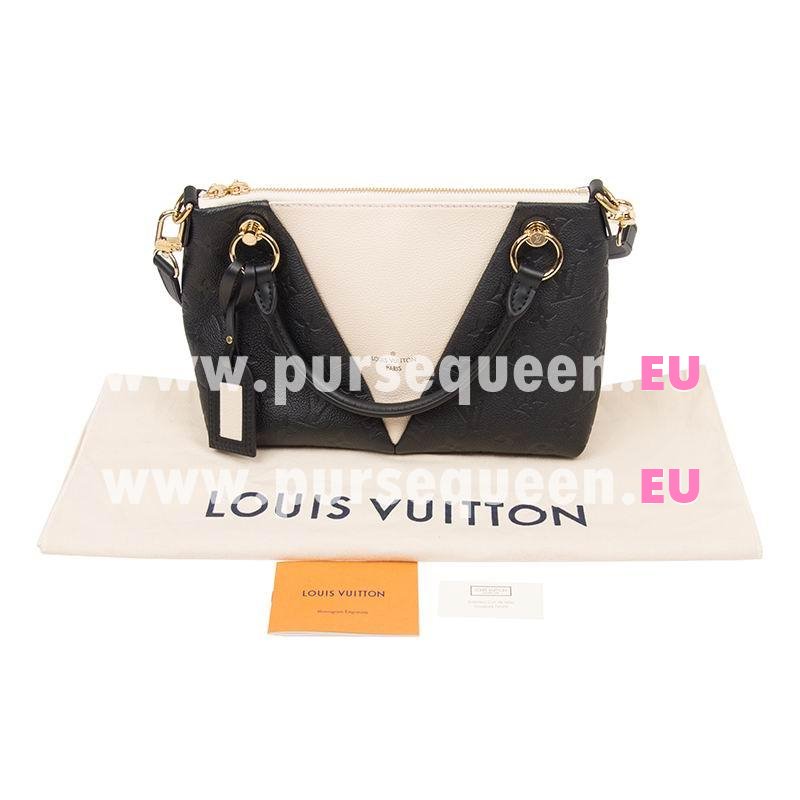 Louis Vuitton Monogram Empreinte Leather V TOTE BB Black/Crème Beige M44418