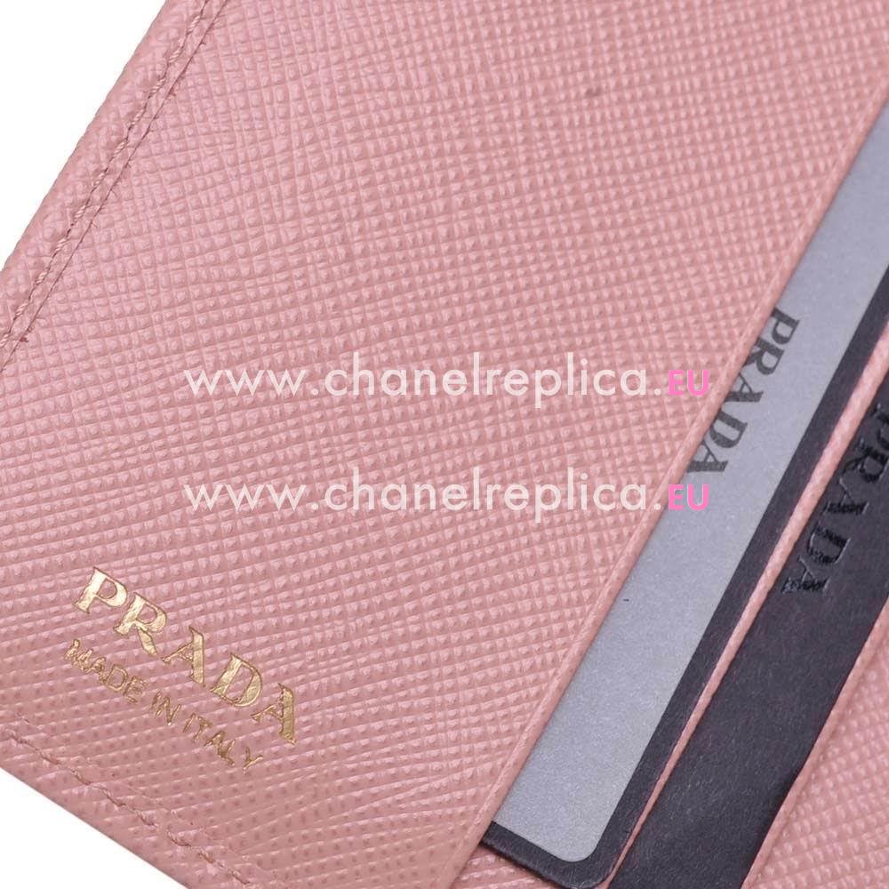 Prada Saffiano Fiocco Embossment Logo Cowhide Change Wallet In Pink PR61017013