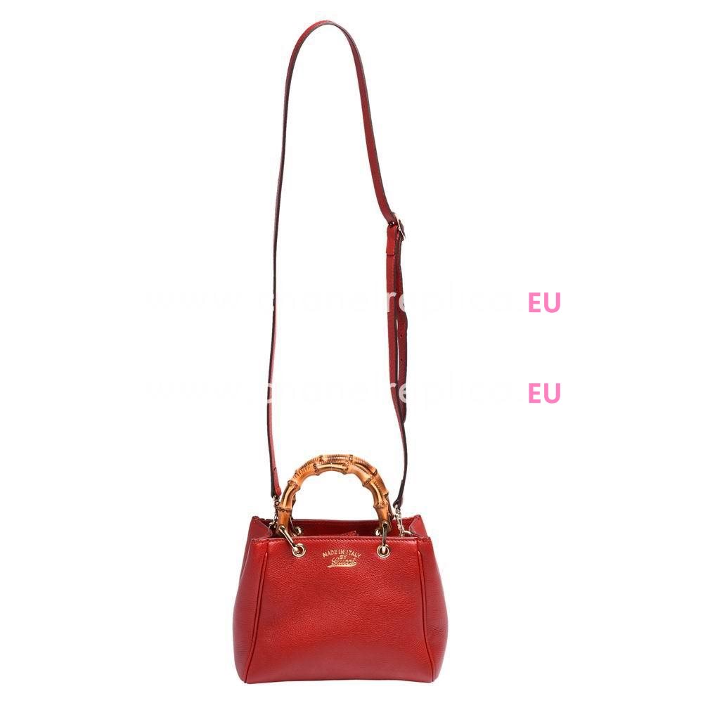 Gucci Bamboo Calfskin Handle Bag In Red G59640