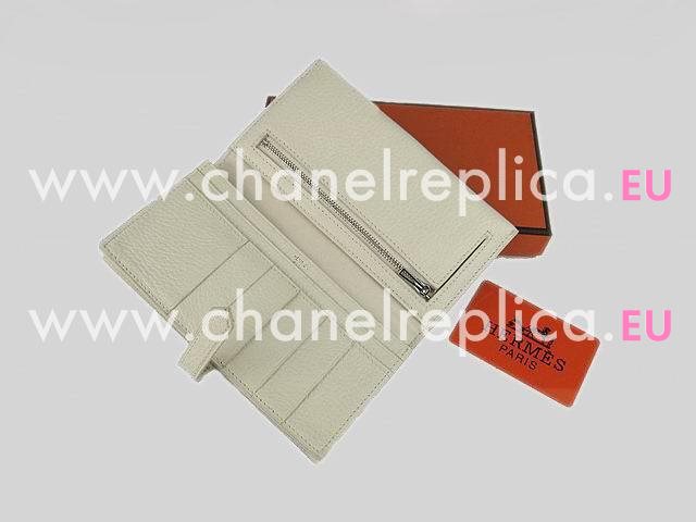 Hermes Dogon Clemence Leather Wallet Off-white H0005M