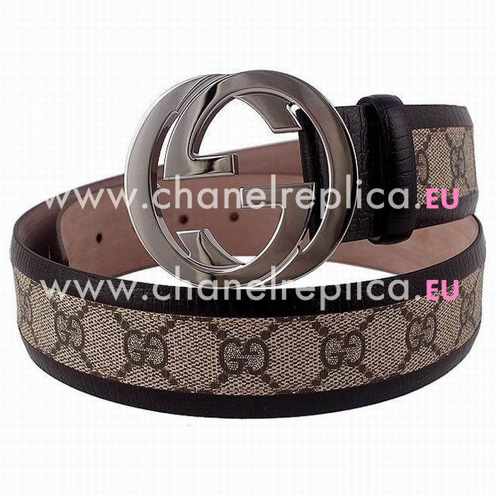 Gucci Fabric Canvas-Cowhide Belt In Coffee G5503729