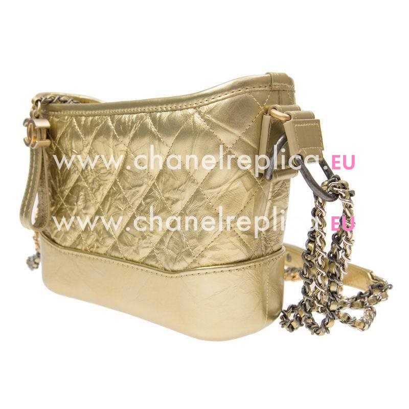 Chanel Calfskin Gabrielle Two-Tone Hobo Crossbody Bag Gold Color A91810GOLDGP