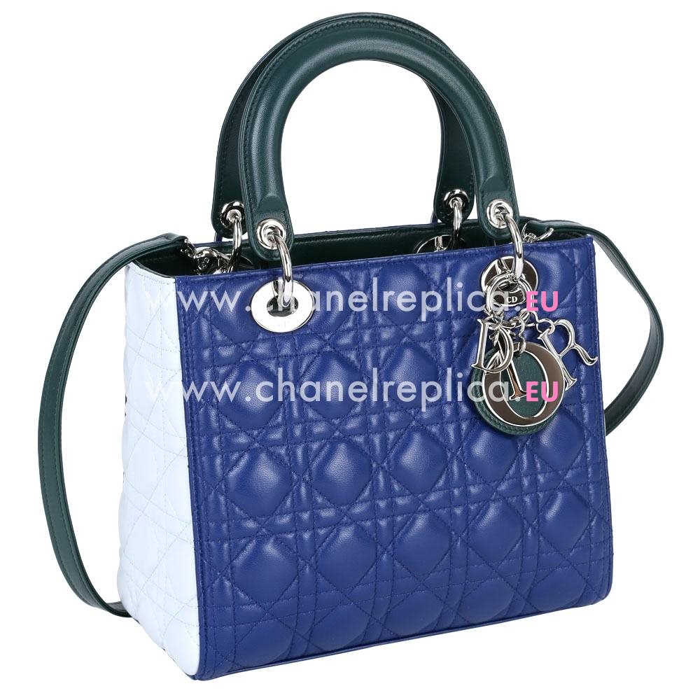 Dior Lady Dior 3Colors Lambskin Medium Handbags White/Blue/Green DB434577