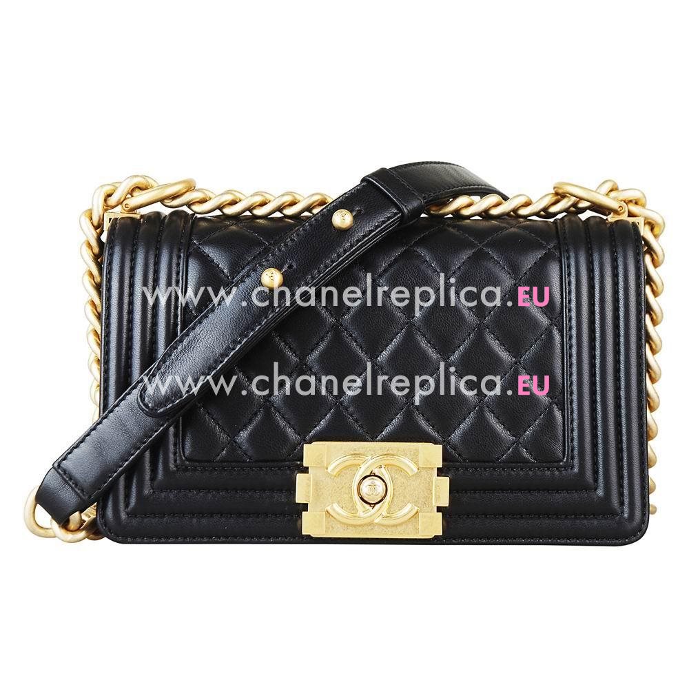 CHANEL Boy Gold Hardware Caviar Lambskin Bag in Black C7091407