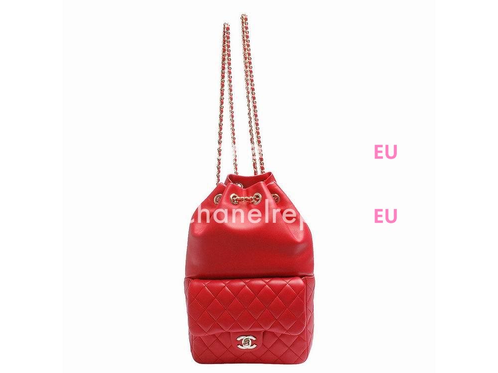 Chanel 2016 Lambskin Gold Metal Backpack In Red A94417 Y04059 2A996