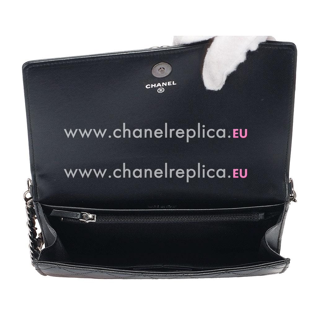 Chanel Lambskin Boy Woc Bag Silver Deep Blue A35524D