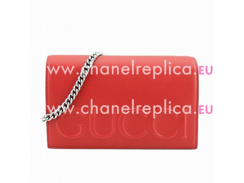 Gucci Emboss Logo Cowhide XL Shoudbag In Poppy GU418B55