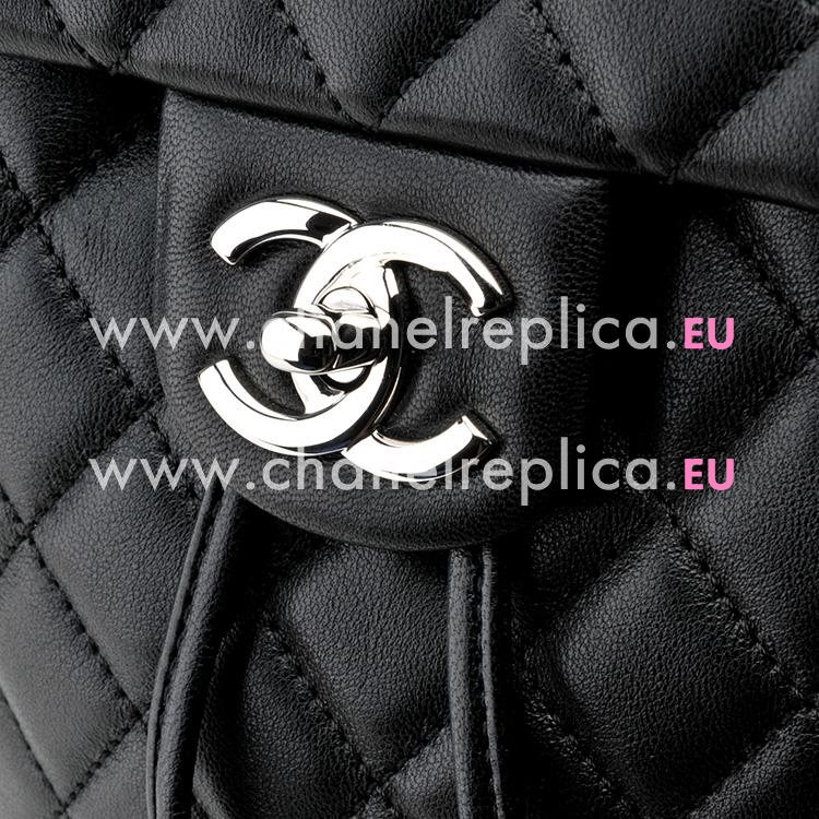 Chanel Black Lambskin Silver Chain Backpack A91121L-Black