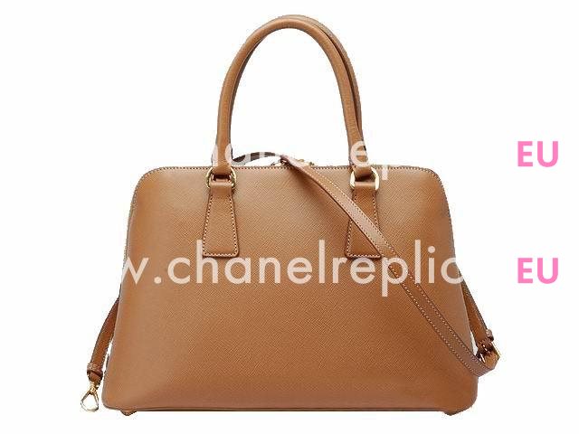 Prada Saffiano Lux Triangle Logo Plate Caramel P415569