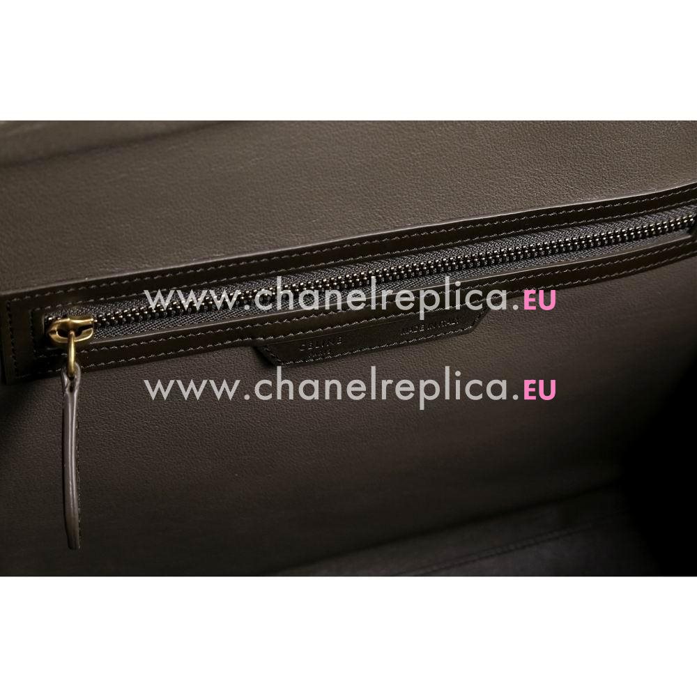 Celine Luggage Micro Calfskin Bag Deep Coffee/BlackGreen/Yellow CE566H98