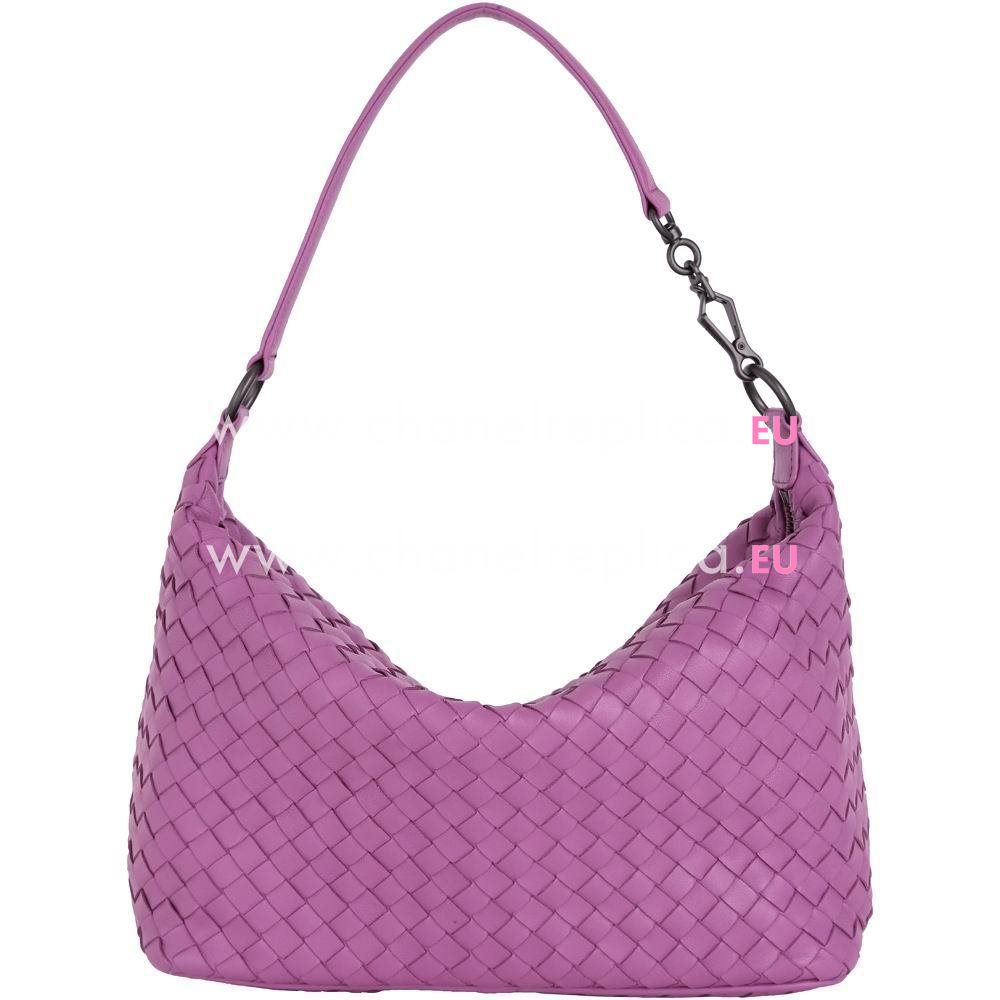 Bottega Veneta CLassic Nappa Leather Woven Shoulder Bag Peach Purple BV7022810