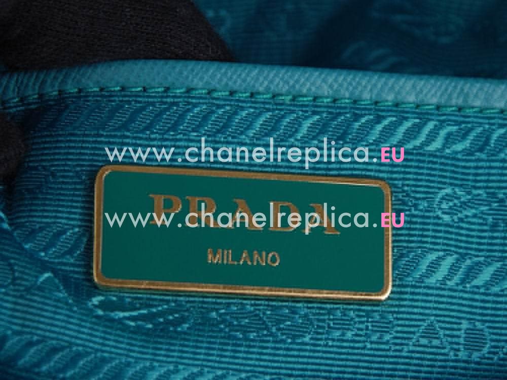 Prada Teaauto Saffiano Classic Triangle Logo Nylon Chain Handle/Shoulder Bag Turq Green PBN52265