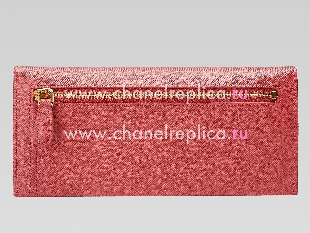 Prada Saffiano Lux Cowhide Women Wallet Rose-Pink P482627