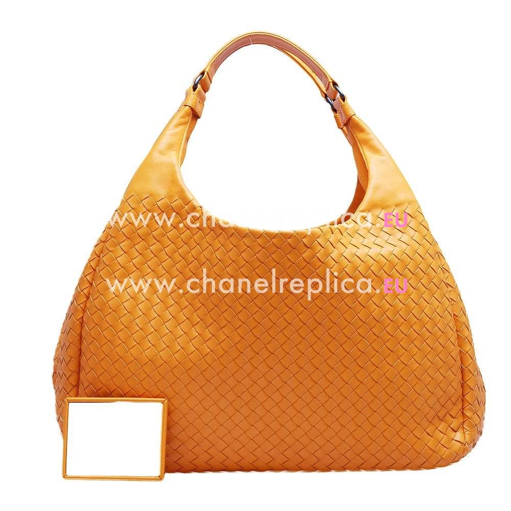 Bottega Veneta Campana Classic Nappa Woven Shouldbag Light Orange B6110307