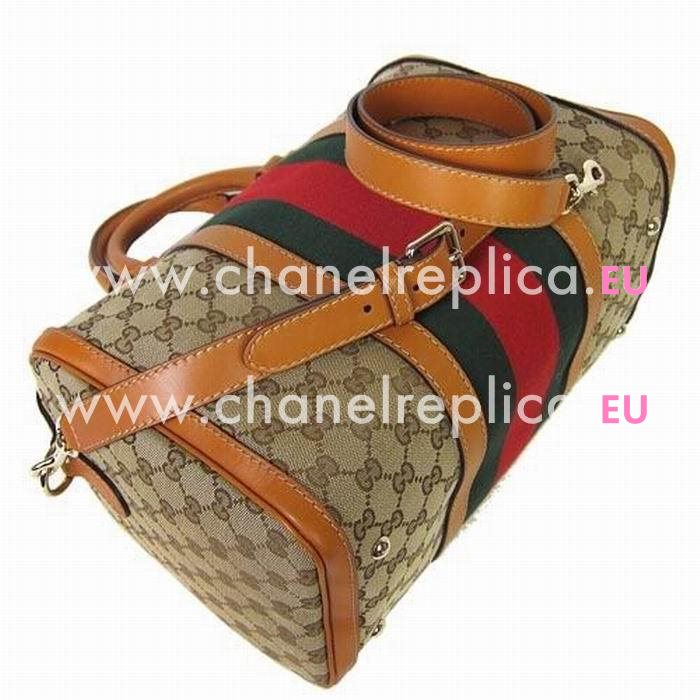 Gucci Vintage Web Calfskin Boston Bag In Brown G5105769