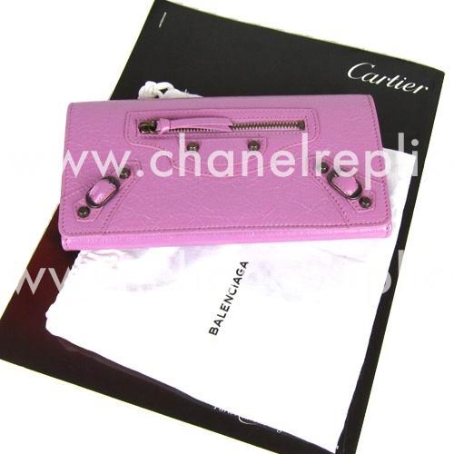 Balenciaga Giant Money Lambskin Aged Brass Hardware Wallets Pink B2055135