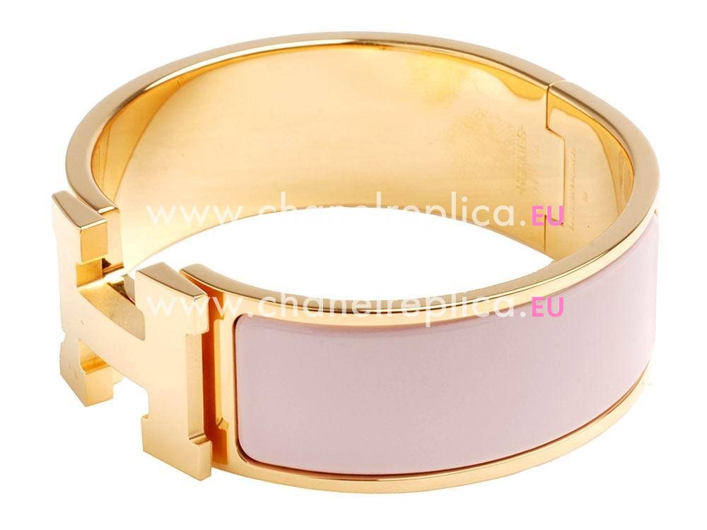 Hermes Click H Logo Enamelled Bracelet PM Rose Pink/Gold HE58081