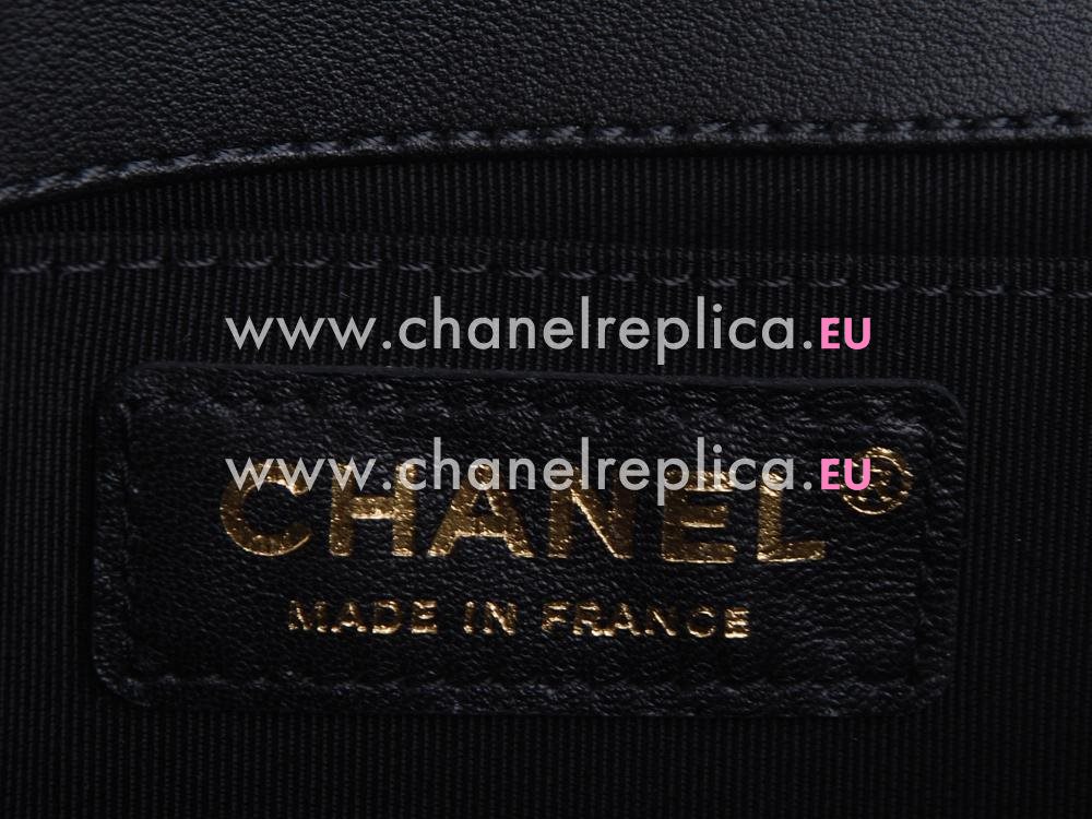 Chanel Calfskin Boy Bag Handbag Gold hardware Black A30677