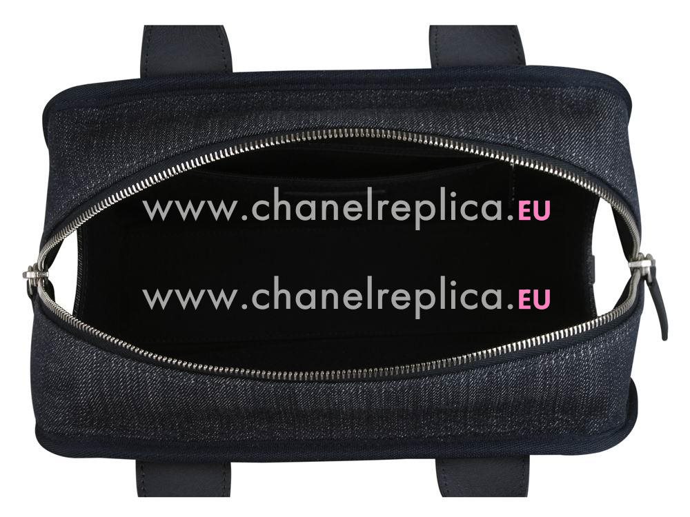 2015 Chanel Denim Deauville Bowling Handbag In Black A92749-BL