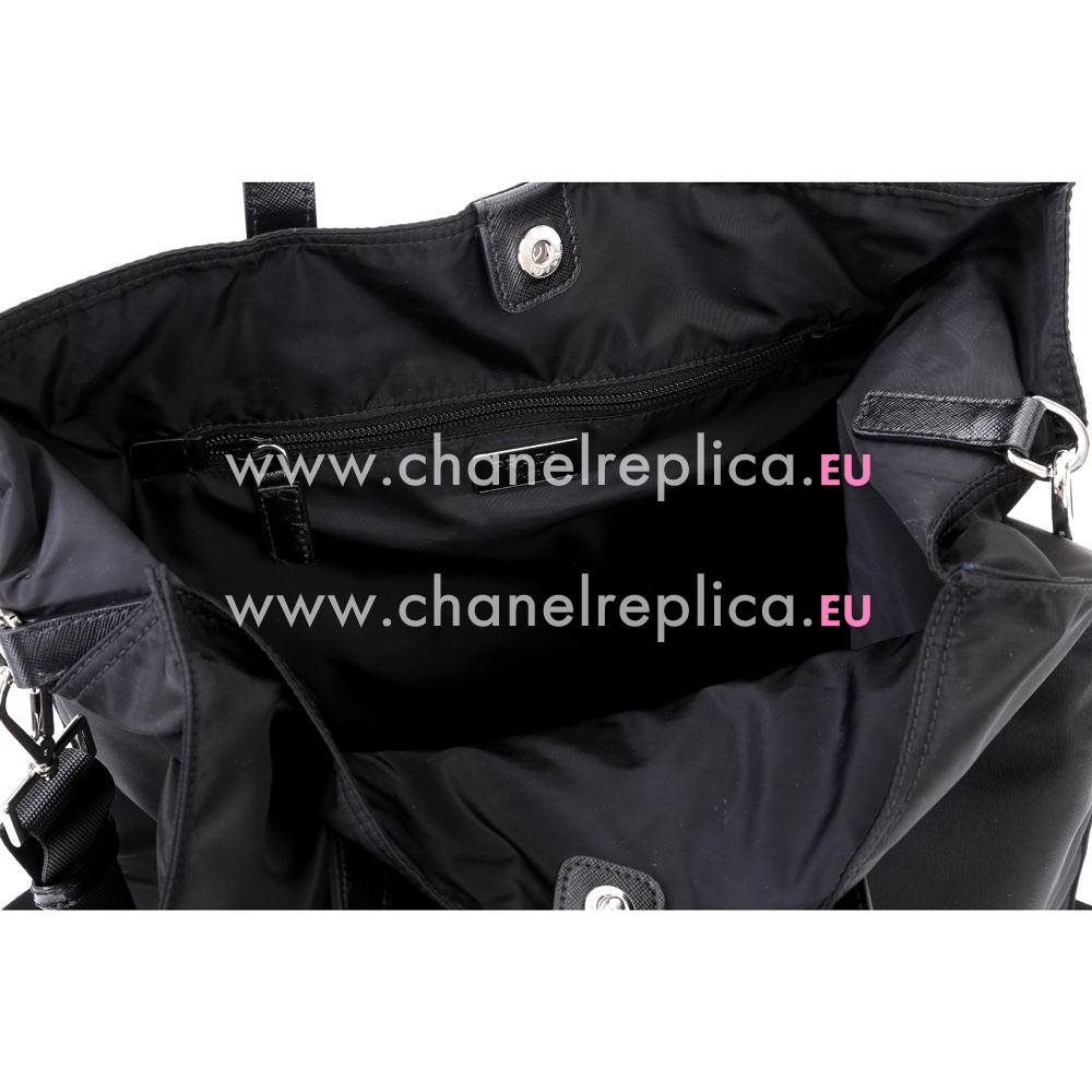 Prada Teaauto Saffiano Nylon Chain Handle/Shoulder Bag Black PR6101906