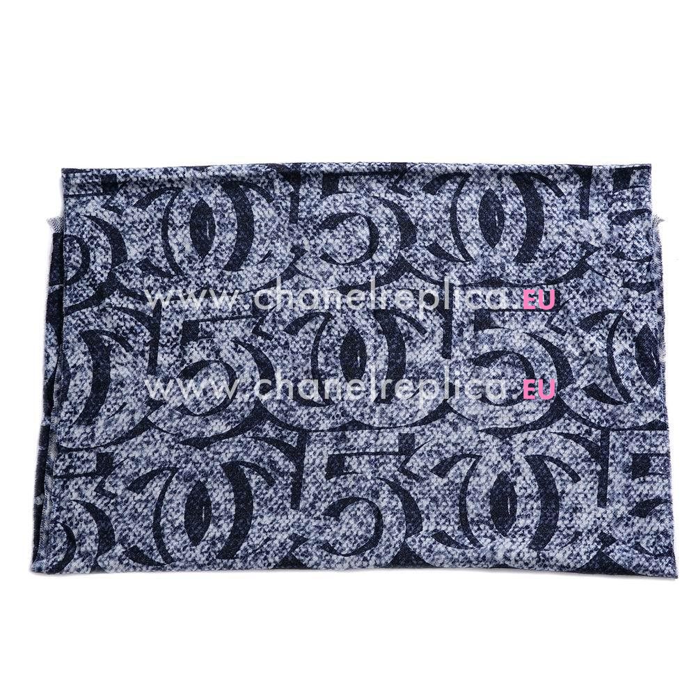CHANEL Classic CC Logo Cashmere Scarf In Deep Blue C7011301