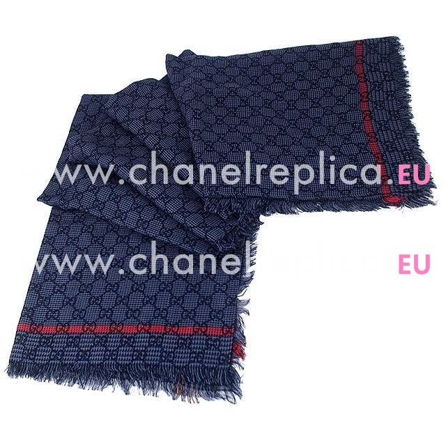 Gucci G Logo Wool Silk Scarf Blue G6102820