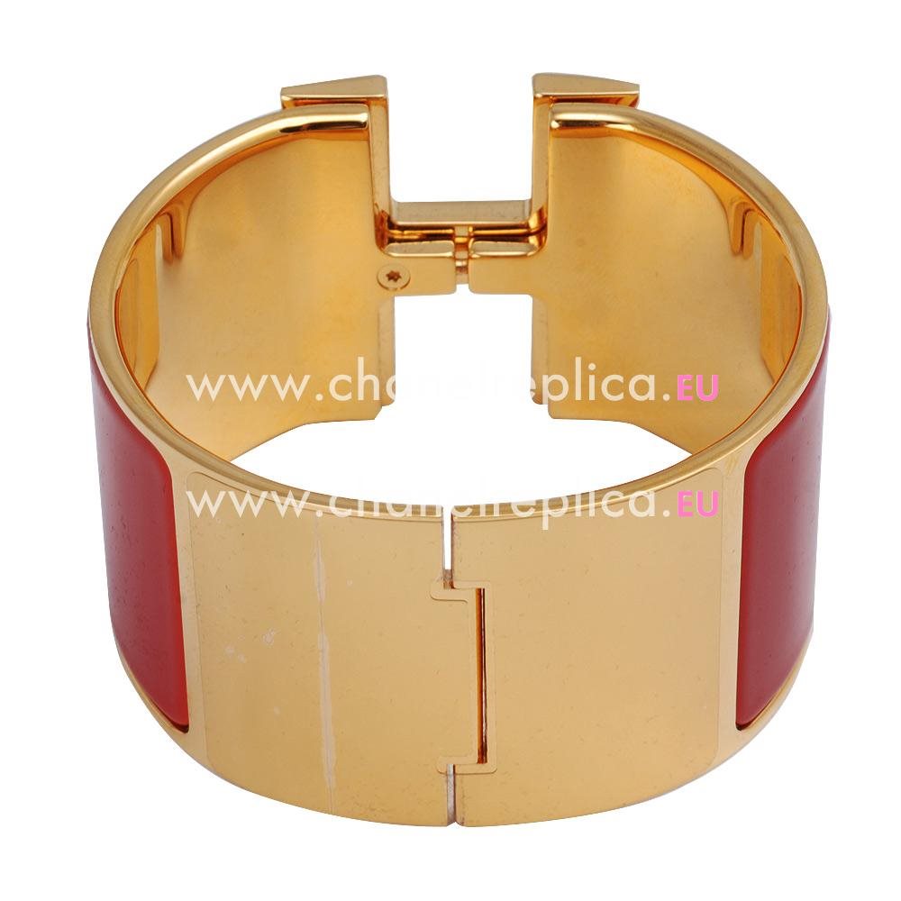 Hermes Enamelled Click H Logo Q-Bracelet Rose Gold/Red HC411073