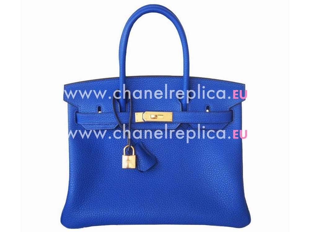 Hermes Birkin 30cm Blue Electric Candy Clemence Leather GHD HS5558W