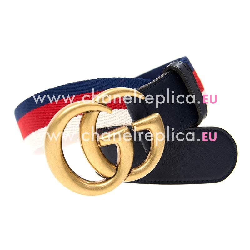 Gucci White-Red Canvas Anti-Gold Buckle Belt G4094169