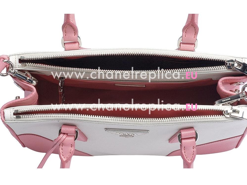 Prada Saffiano Lux Scratch Resistant Calfskin Handbag White/Pink P46697