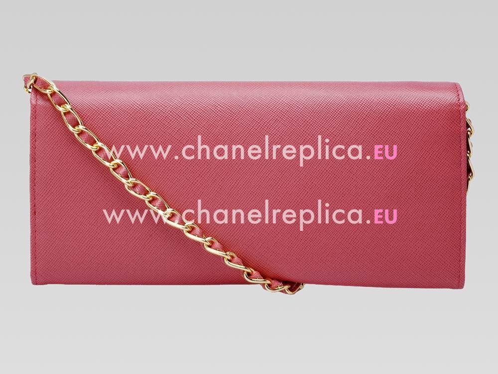 2013 Prada Autumn Cowhide Leather Cluch Rose Pink P463900