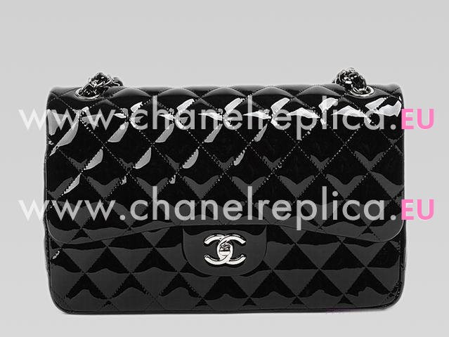 Chanel Patent Jumbo Flap Bag Black(Silver hardware) A28600PB